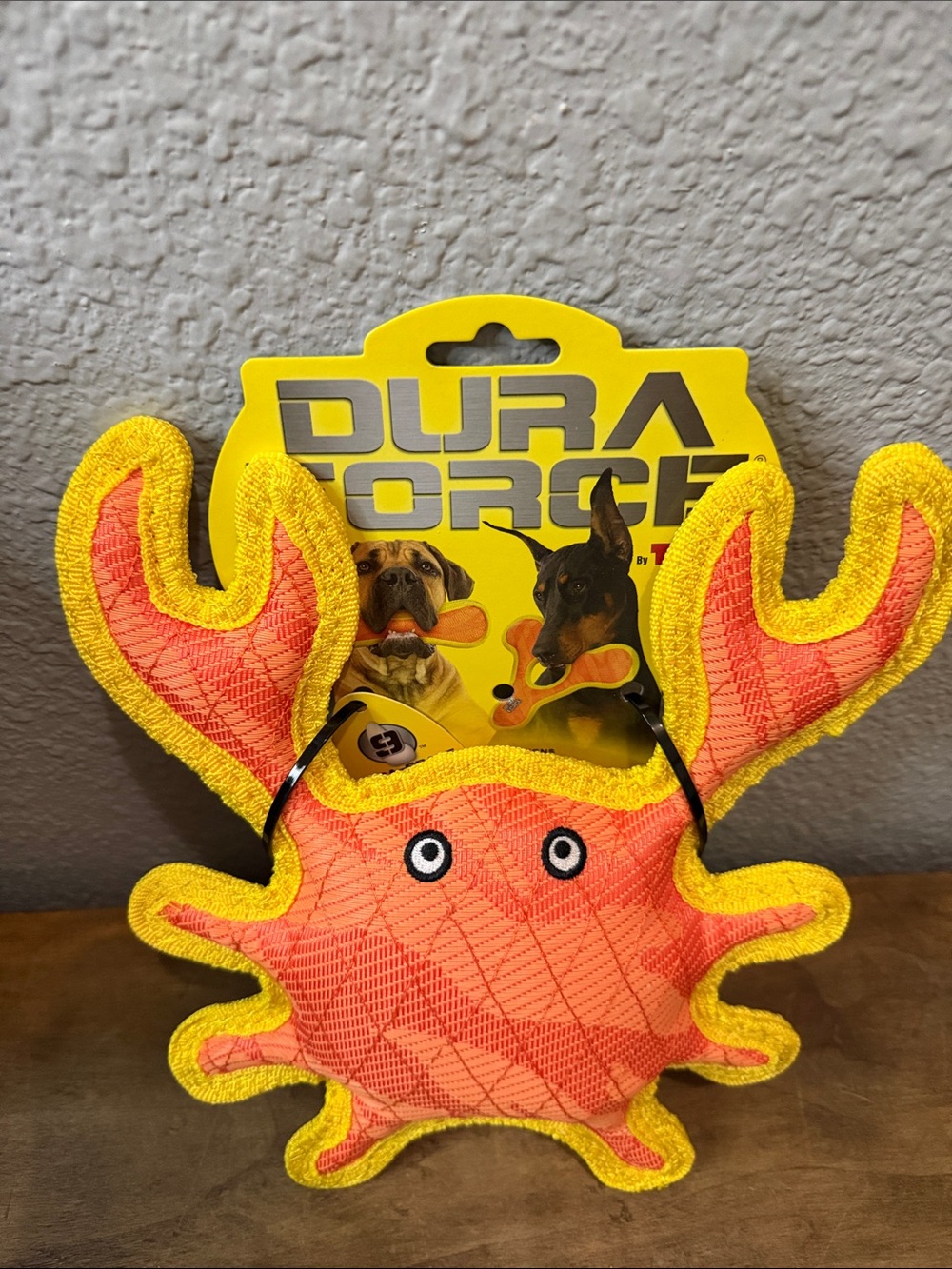 DURAFORCE Bright Orange & Yellow Crab Dog Toy NEW